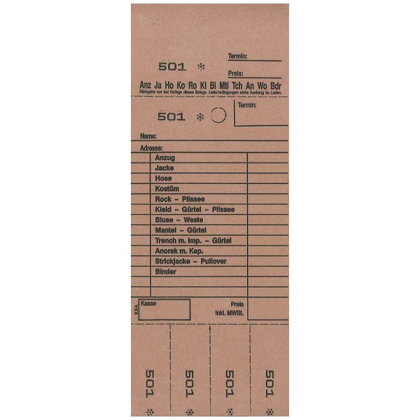 Annahmeblock Kombi 6A-DE