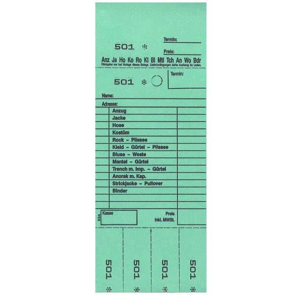 Annahmeblock Kombi 6A-DE