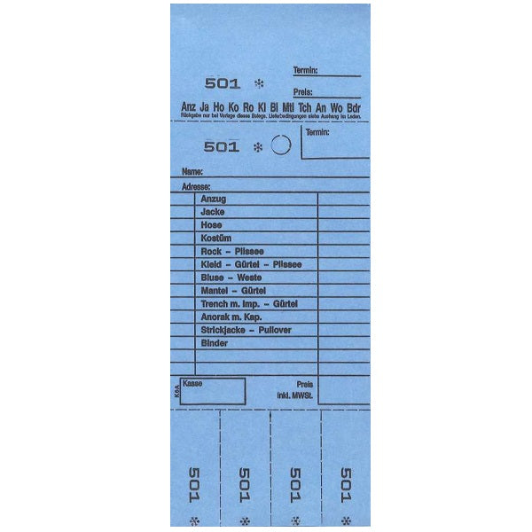 Annahmeblock Kombi 6A-DE