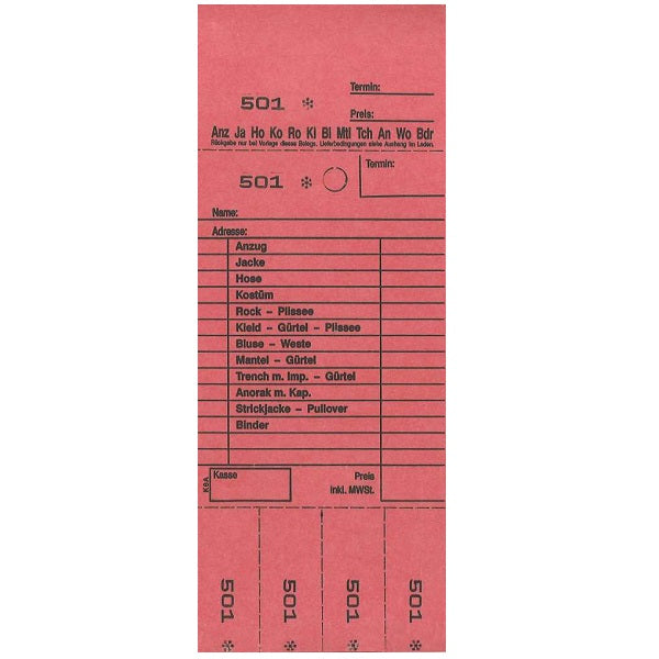 Annahmeblock Kombi 6A-DE