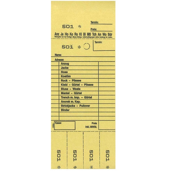 Annahmeblock Kombi 6A-DE